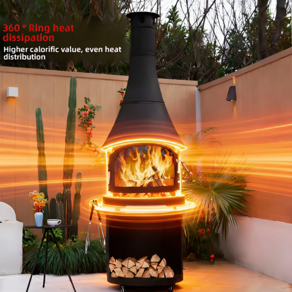 Nocturne Harbor Panoramic Chimenea Fireplace