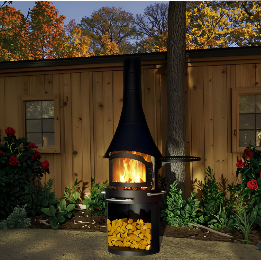 Nocturne Harbor Panoramic Chimenea Fireplace